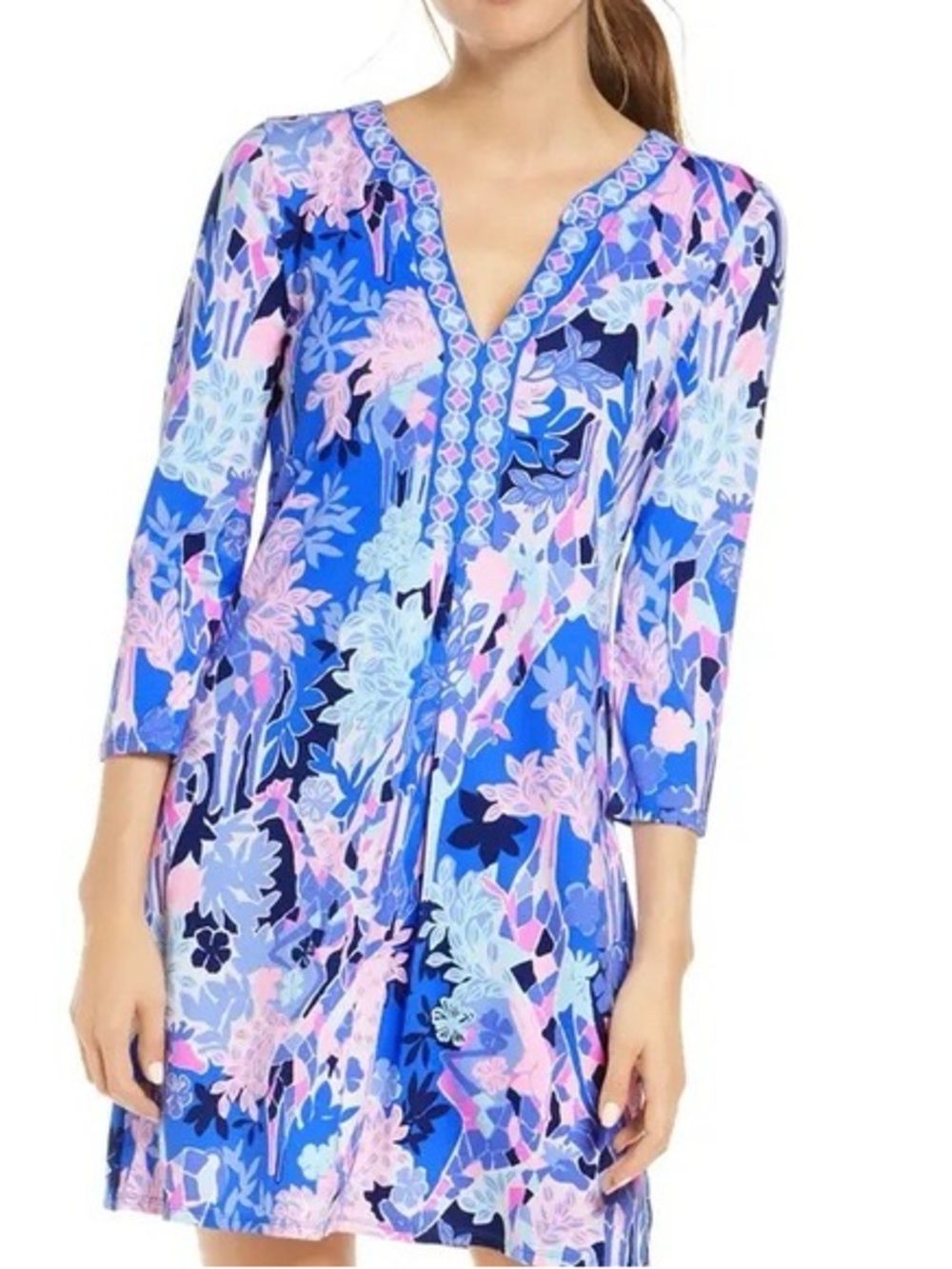 Lilly Pulitzer Melli Dress in Iris Blue Giraffic Park Engineered Knit